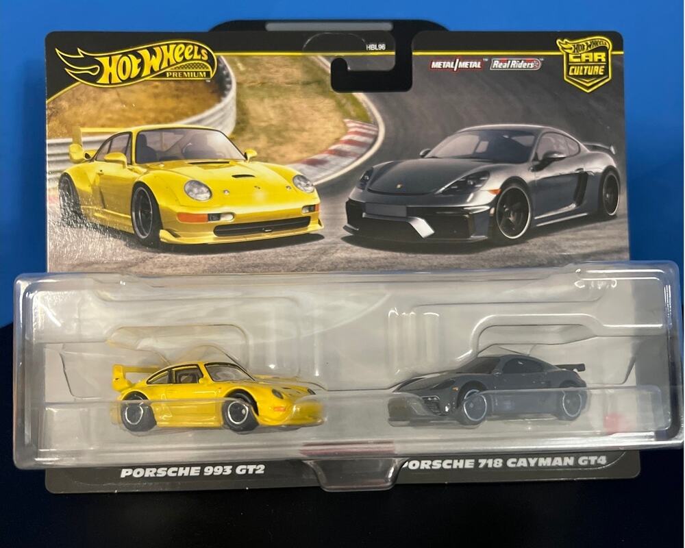 Hot Wheels Porsche 993 GT2 & Porsche 718 Cayman GT4 Premium Car Culture 2 Pack